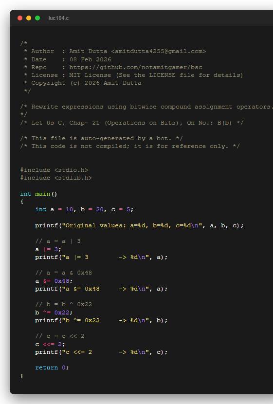 Rewrite expressions using bitwise compound assignment operators.